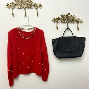 H&M Red pearl sweater S
